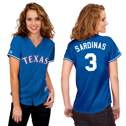 Luis Sardinas #3 mlb Jersey-Texas Rangers Women's Authentic 2014 Alternate Blue Baseball Jersey